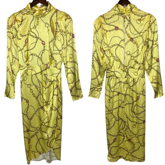 Ronny Kobo Kaira Silk Blend Midi Dress Limelight size Small - Picture 2 of 7